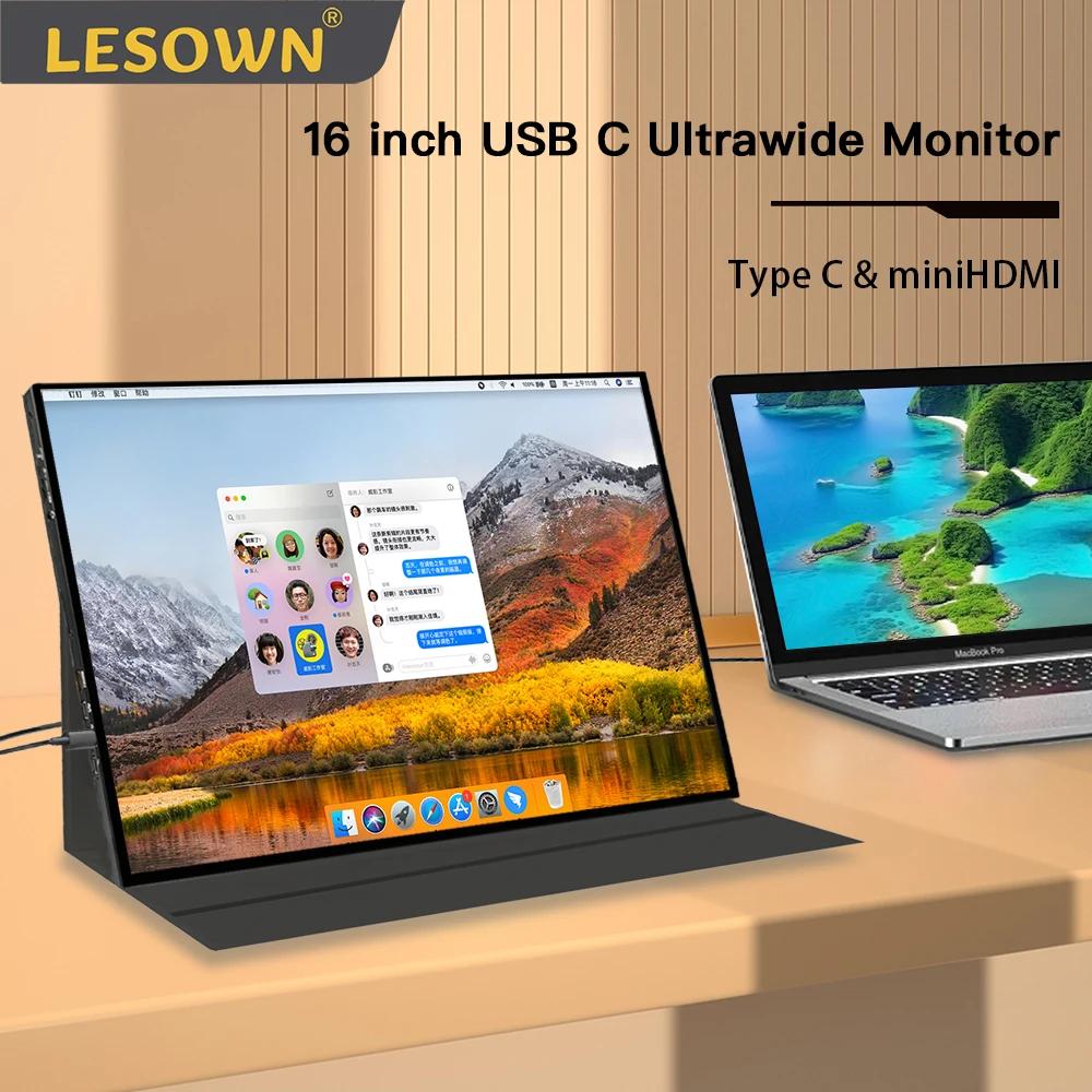 LESOWN Ʈ ̵ ġũ, ޴ , Ʈ PC USB C , 2k 144HZ 100% sRGB 16:10  ÷, 16 ġ